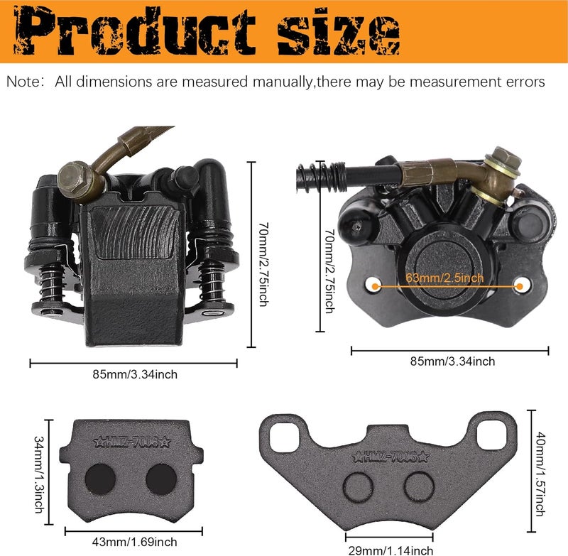 Ingoulut Rear Brake Master Cylinder Caliper Assembly for 50cc 70cc 90cc 110cc 125cc Chinese ATV Quad Replacement for Taotao Boulder B1 Coolster 3050HD - Image 3